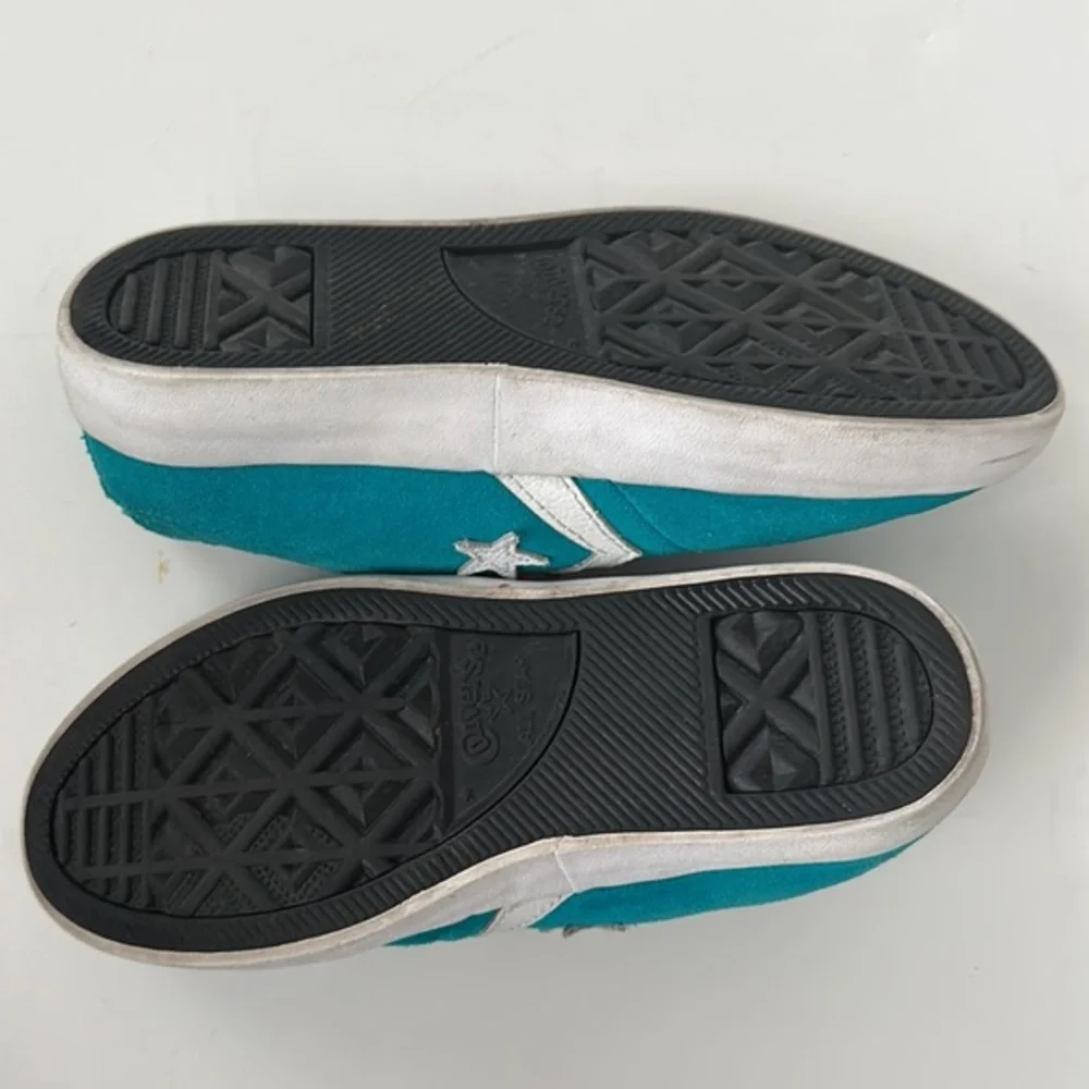 Converse Star Player Youth Teal Suede Pink Elastic Lace Sneakers 362537C Size 13